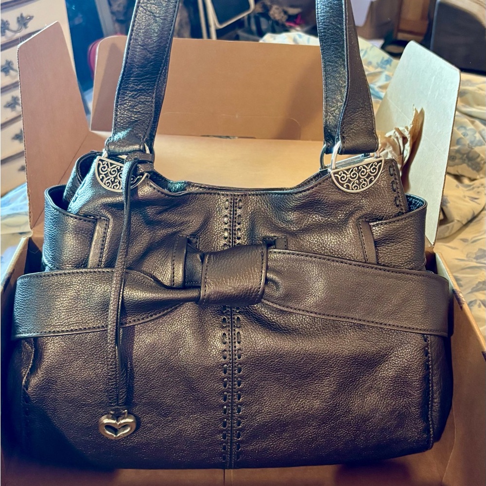 Brighton Clara Pewter Leather Shoulder Bag